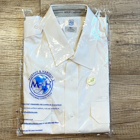 MURPHY & HARTELIUS (M&H) Uniform Bamboo Short Sleeve Shirt (Size 15 1/2) - Picture 1 of 11